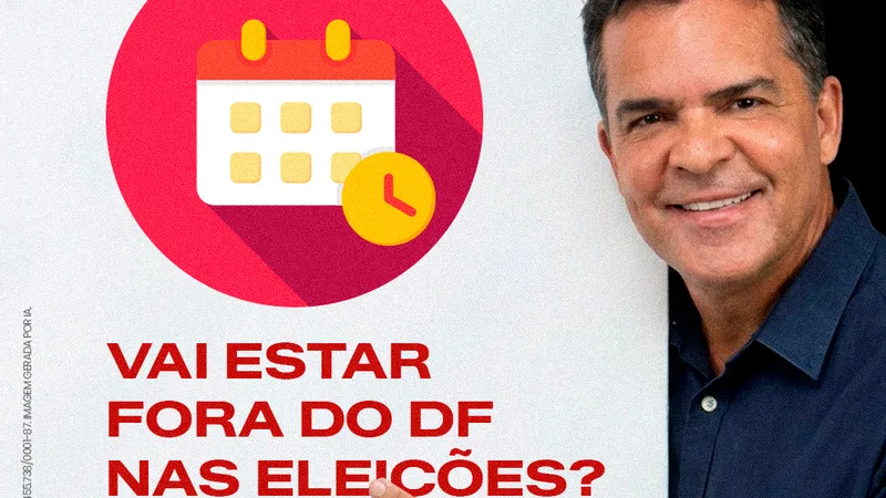 O Candidato Ricardo Vale, aponta para uma imagem com orientações para cadastrar o voto em trânsito.